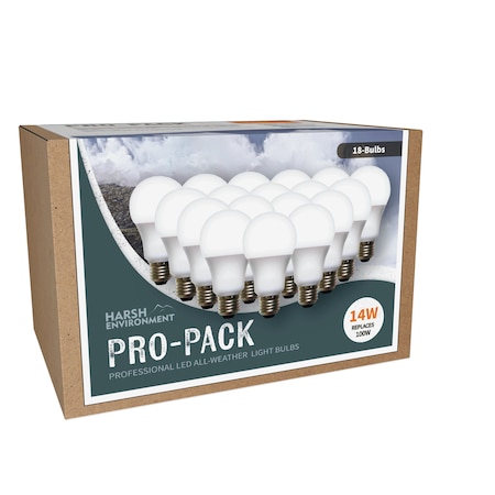 Miracle Led LED Harsh Environment Pro-Pack 14W Replaces 120W, Shatter Resistant All Weather Lightbulb, 18PK 801687